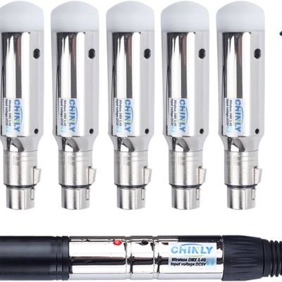 CHINLY DMX512 2.4G ISM 1 Émetteur et 5 Récepteurs Rechargeable